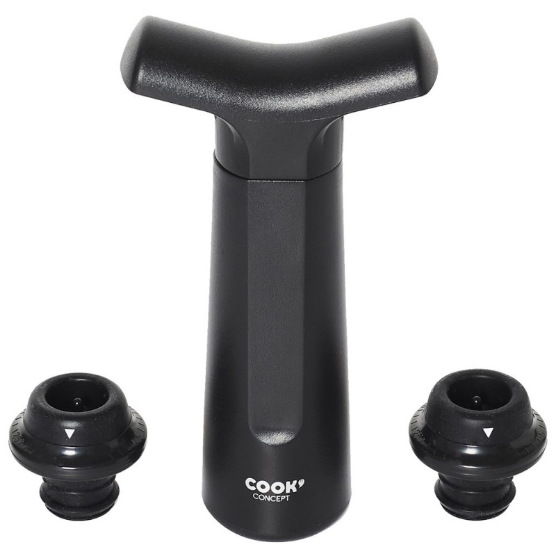 Bomba de vacío Cook Concept de frente con dos tapones para botella