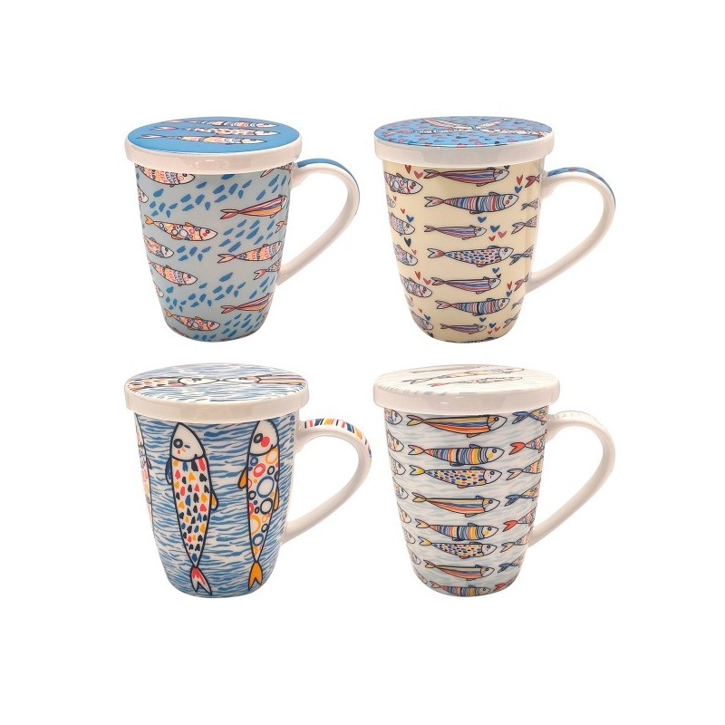 Mug Peces con filtro y tapa