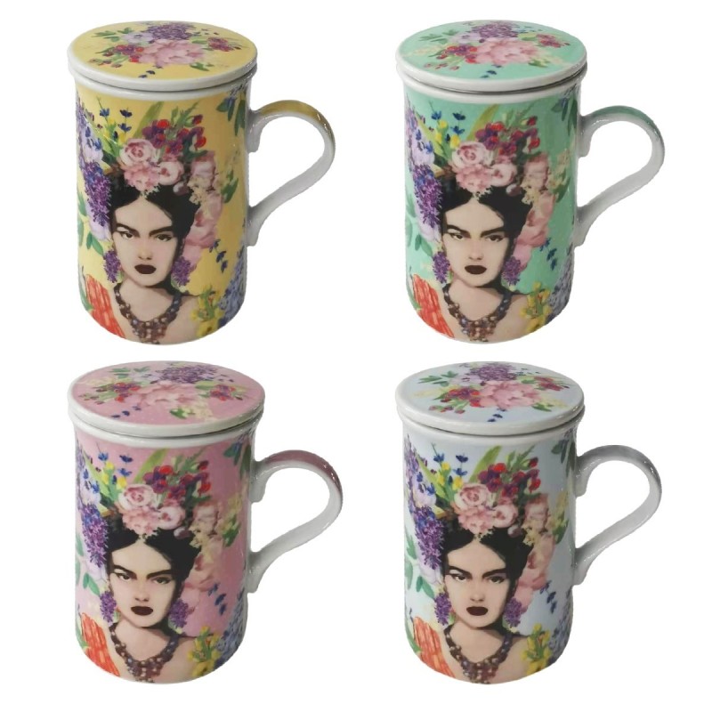 Mug Frida con filtro y tapa