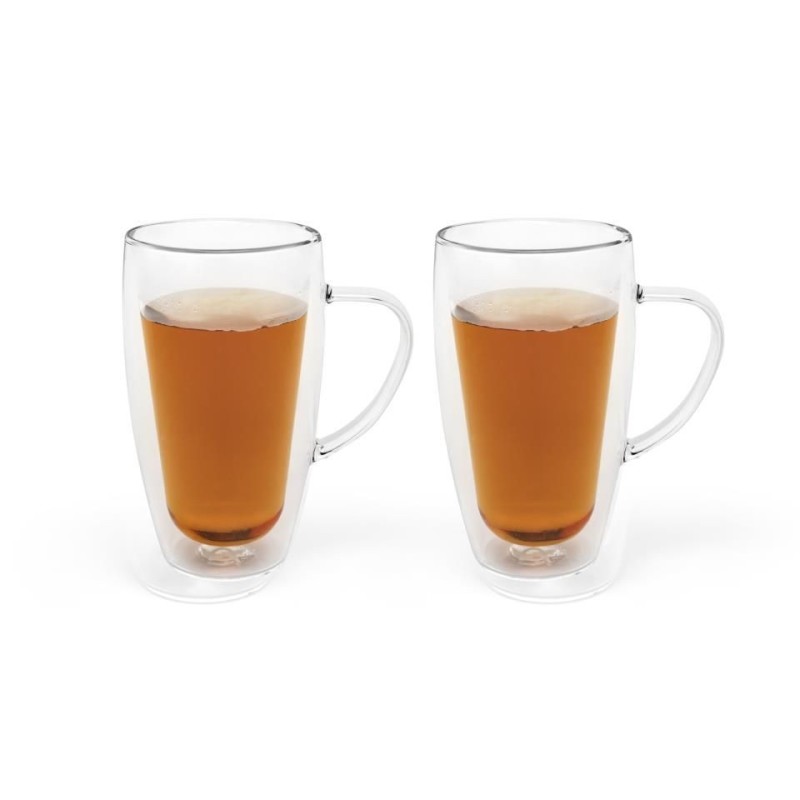 Taza doble pared vidrio café y té, 2 piezas | Things