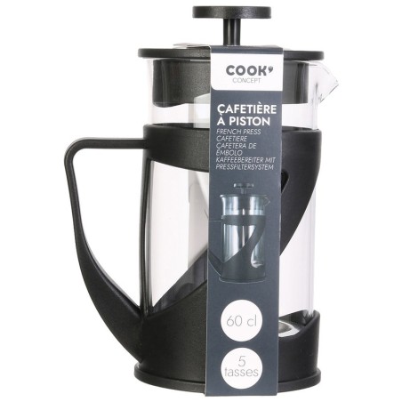 Cafetera de émbolo Cook Concept 600 ml de vidrio con soporte negro