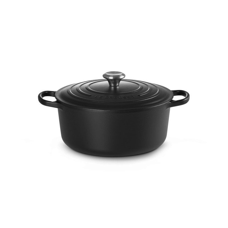 Cocotte negra redonda de hierro fundido Le Creuset