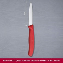 Cuchillo mondador Swiss Classic rojo 8 cm.