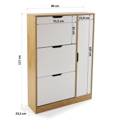Medidas del zapatero: 80 cm de ancho, 117 cm de alto y 23,5 cm de fondo