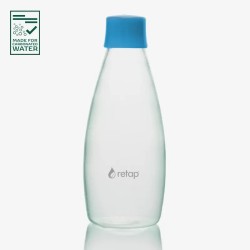Botella de vidrio Retap Go 0,8 L con tapa azul bebé