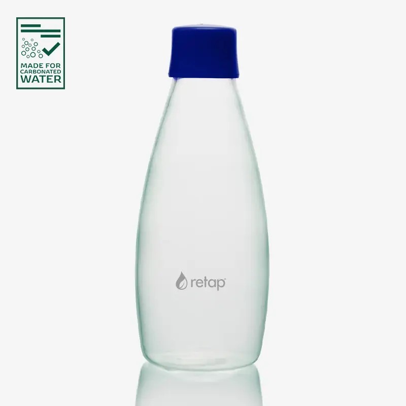 Botella de vidrio Retap Go 0,8 L con tapa azul