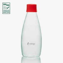Botella de vidrio Retap Go 0,8 L con tapa roja