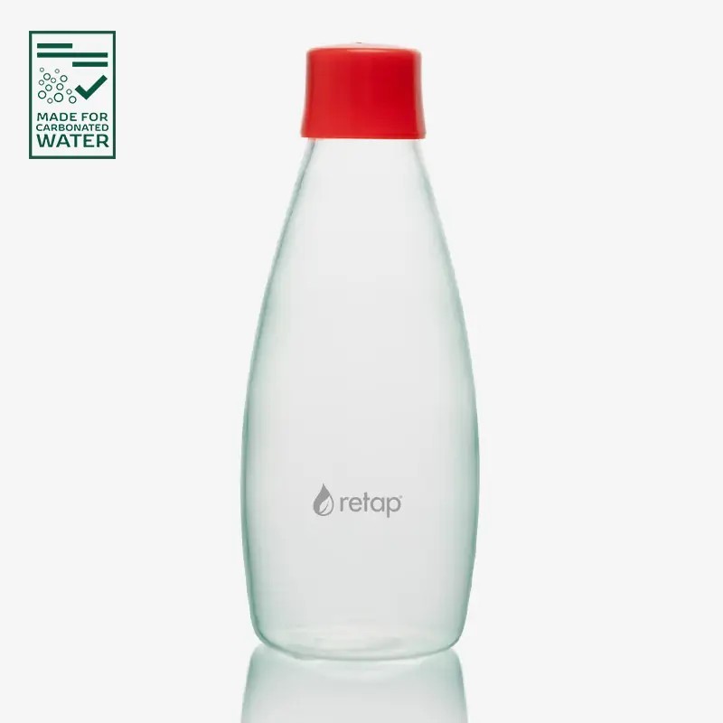 Botella de vidrio Retap Go 0,8 L con tapa roja