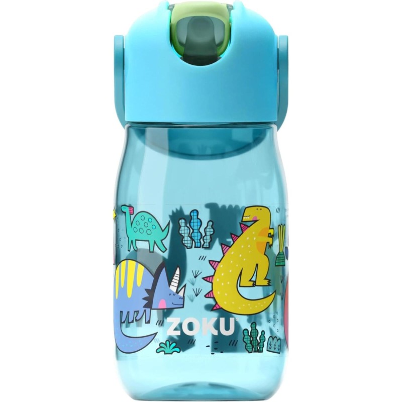 Botella Infantil 400 ml con Pajita – Dinos Azul | ZK201501 Tritán Anti