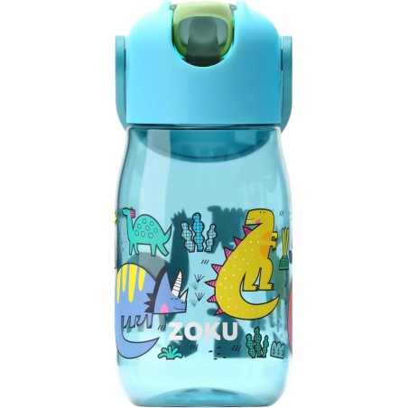 Botella Infantil 400 ml con Pajita – Dinos Azul | ZK201501 Tritán Anti