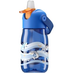 Botella Infantil 400 ml con Pajita 🦈 Tiburón Azul | ZK201504 Tritán A