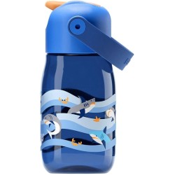 Botella Infantil 400 ml con Pajita 🦈 Tiburón Azul | ZK201504 Tritán A