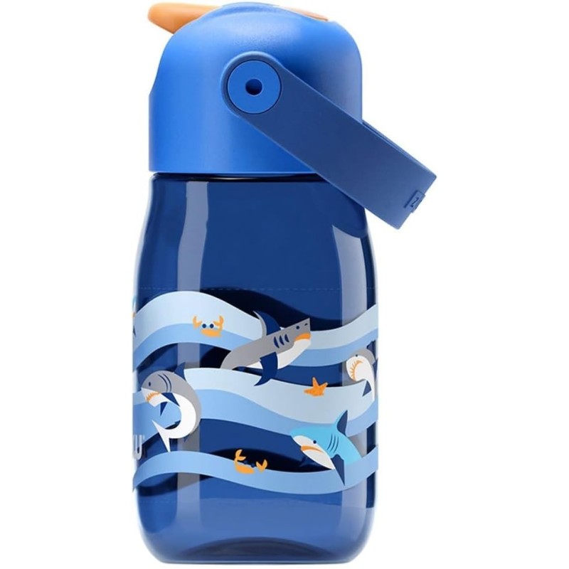 🦈 Botella Infantil con pajita Tiburón Azul (400 ml) | Things