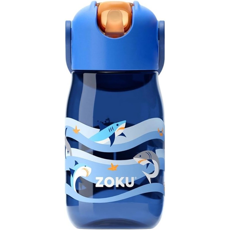 Botella Infantil 400 ml con Pajita 🦈 Tiburón Azul | ZK201504 Tritán A