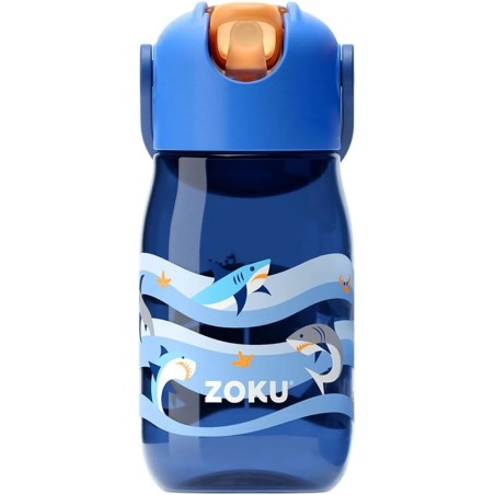 Botella Infantil 400 ml con Pajita 🦈 Tiburón Azul | ZK201504 Tritán A