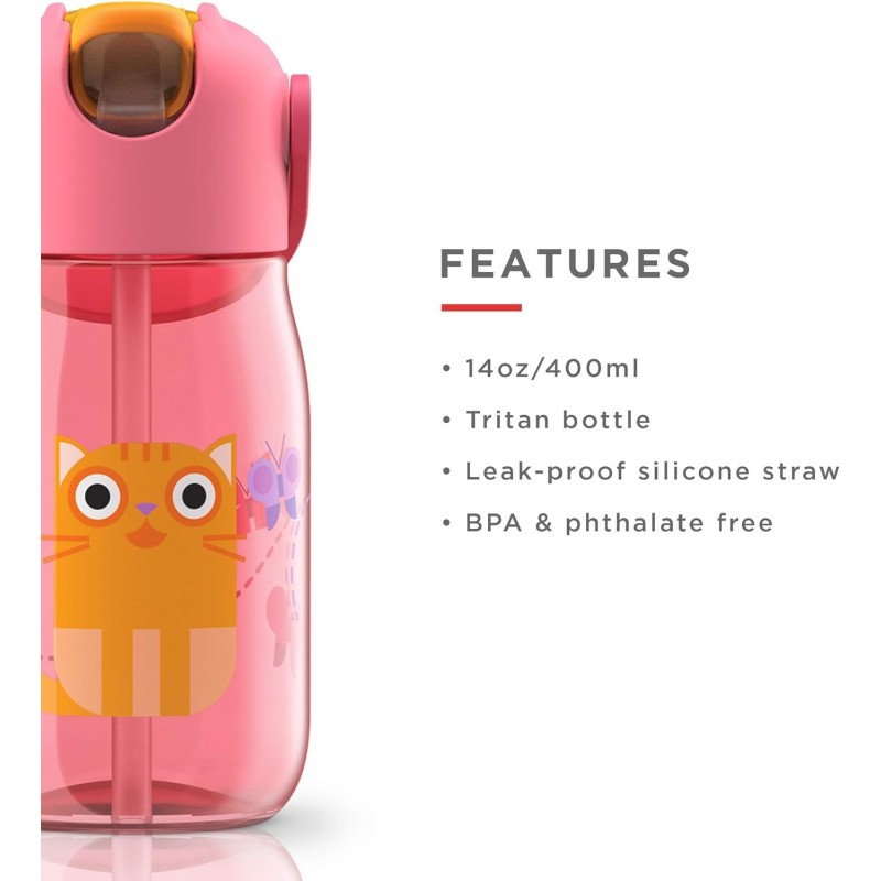 Botella Infantil con pajita Gato Rosa (400 ml), foto 2
