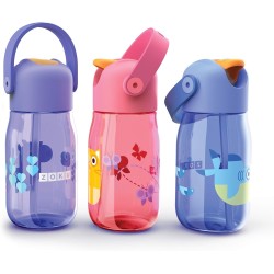 Botella Infantil 400 ml con Pajita 🩷 Gato Rosa | ZK201PK Tritán Antif