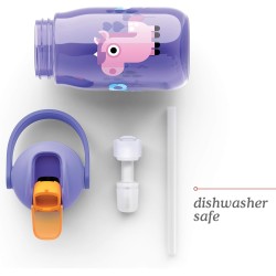 Botella Infantil 400 ml con Pajita 🩷 Gato Rosa | ZK201PK Tritán Antif