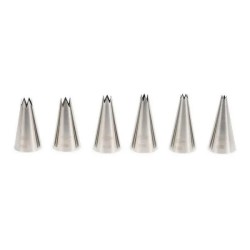 Set de 6 boquillas de estrella inox (Ø 4–9 mm) Patisse