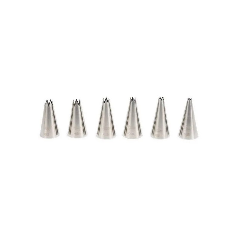 Set de 6 boquillas de estrella inox (Ø 4–9 mm) Patisse