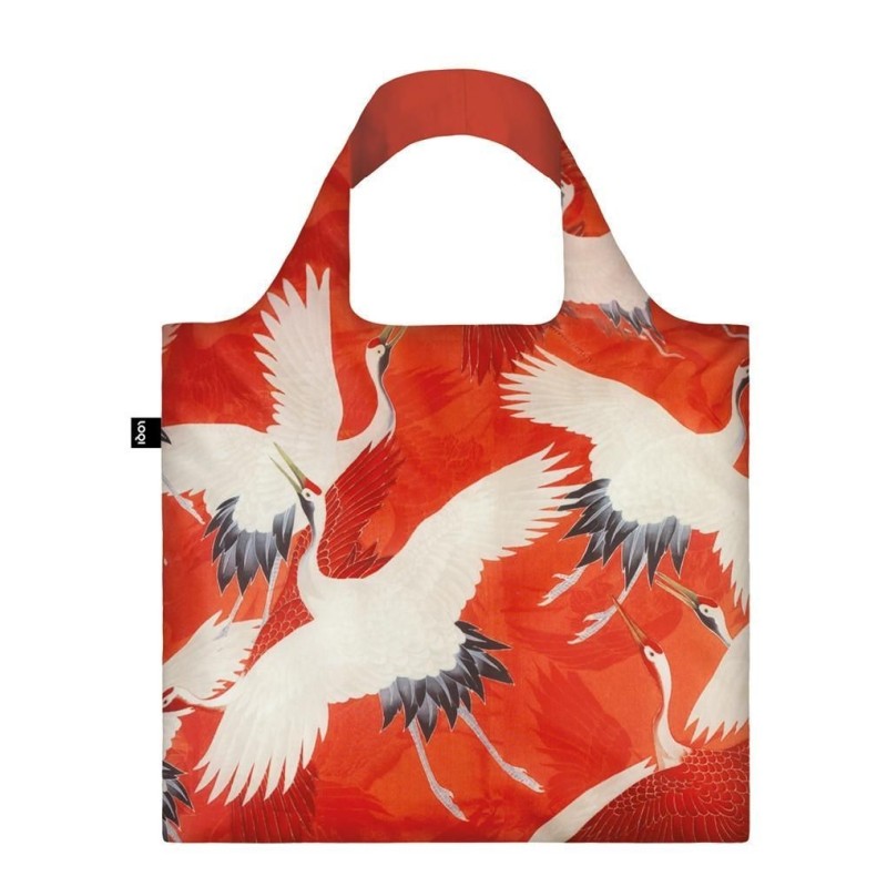 Bolsa Loqi Haori de mujer con grullas blancas y rojas