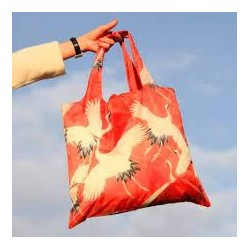 Bolsa Loqi Haori de mujer con grullas blancas y rojas