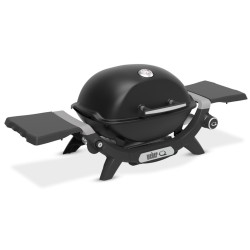 Weber Q 1200N Black – Barbacoa de gas portátil con mesas laterales