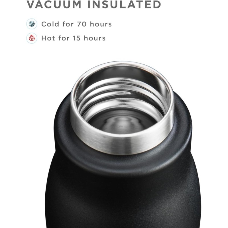 🥤 Botella térmica acero inoxidable 750 ml  negro  Zoku | Things