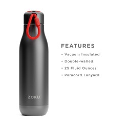 🥤 Botella térmica acero inoxidable 750 ml  negro  Zoku | Things