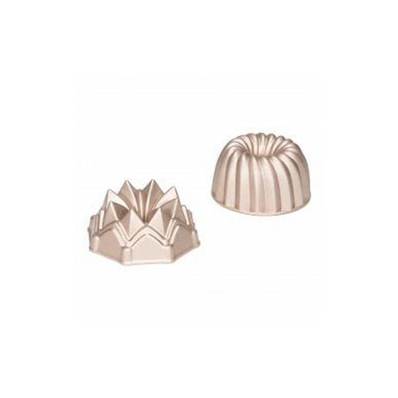 Set 2 Moldes Mini Bundt Aluminio Fundido 10cm Patisse