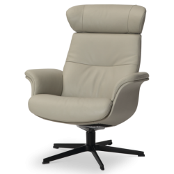 Sillón giratorio Conform Timeout en piel color arena con base de aluminio