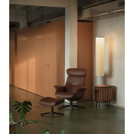 Pack Sillon y reposapies timeout aluminio y piel cognac