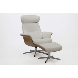 Pack Sillon y reposapies timeout aluminio y piel arena