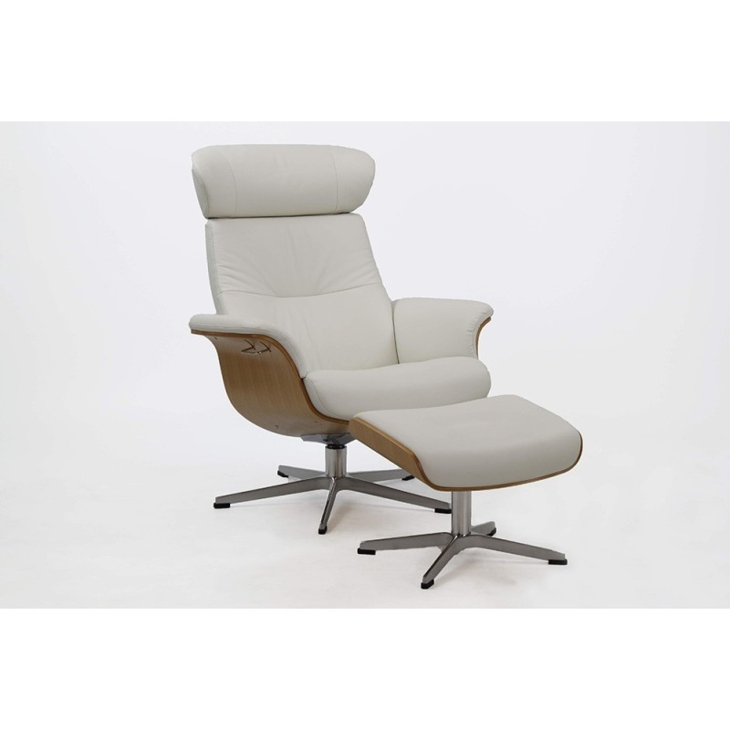 Pack Sillon y reposapies timeout aluminio y piel arena