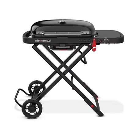 Weber Traveler Stealth Edition | Barbacoa de gas portátil premium en acabado negro mate