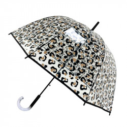 Paraguas Transparente Cúpula (Leopardo) Smati, abierto