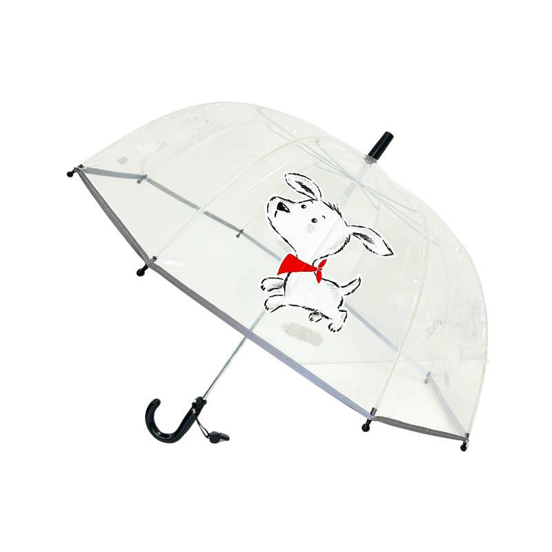 Paraguas Infantil Transparente (Perrito blanco) Smati, abierto