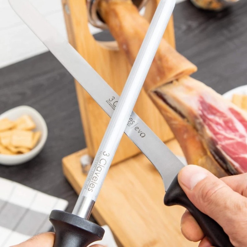 Juego de cuchillo jamonero y chaira 3 Claveles, foto 4